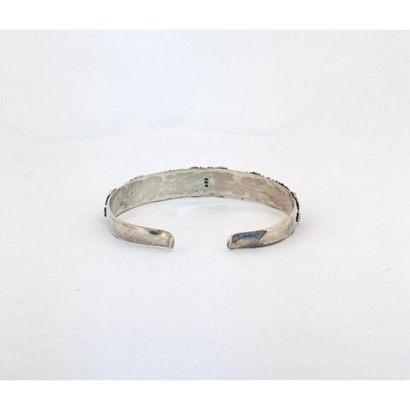 Vintage Sterling Silver 925 Etched Cuff Bracelet Tribal Design Size 6 Estate - Picture 4 of 9